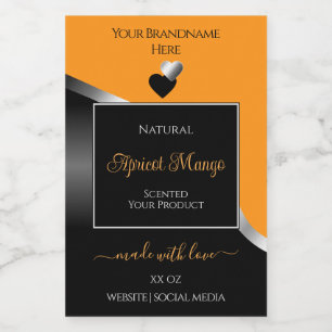 Orange Black Wavy Silver Niedlich Hearts Produktet Lebensmitteletikett