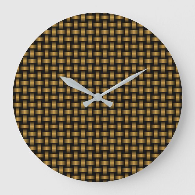 Orange Black Weave Pattern Große Wanduhr (Vorderseite)