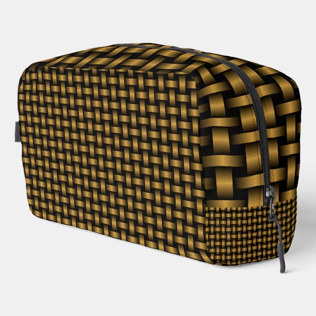 Orange Black Weave Pattern Toilettenbeutel Waschbeutel (Rechte Ecke)