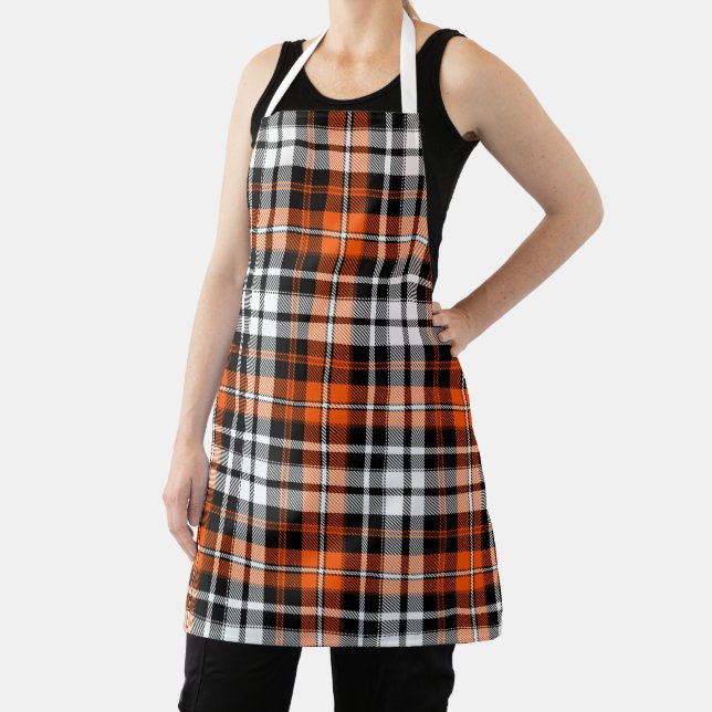 Orange Black White Plaid Tartan Pattern Design  Schürze (InSitu)