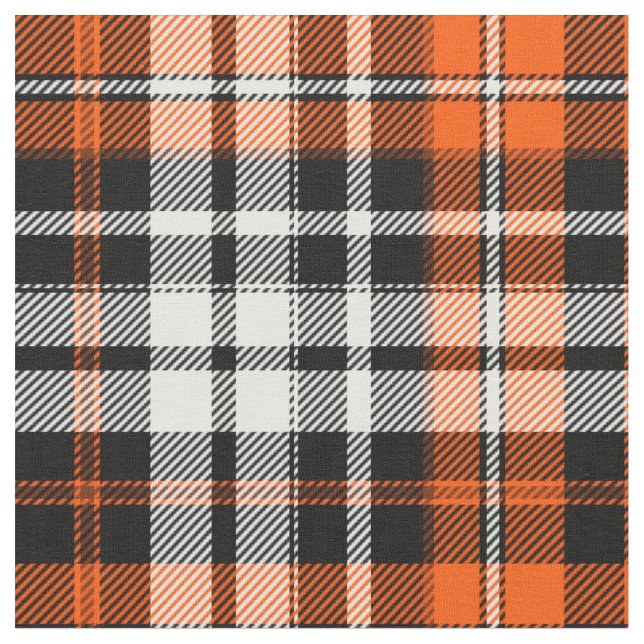 Orange Black White Plaid Tartan Pattern Design  Stoff (Nahaufnahme)