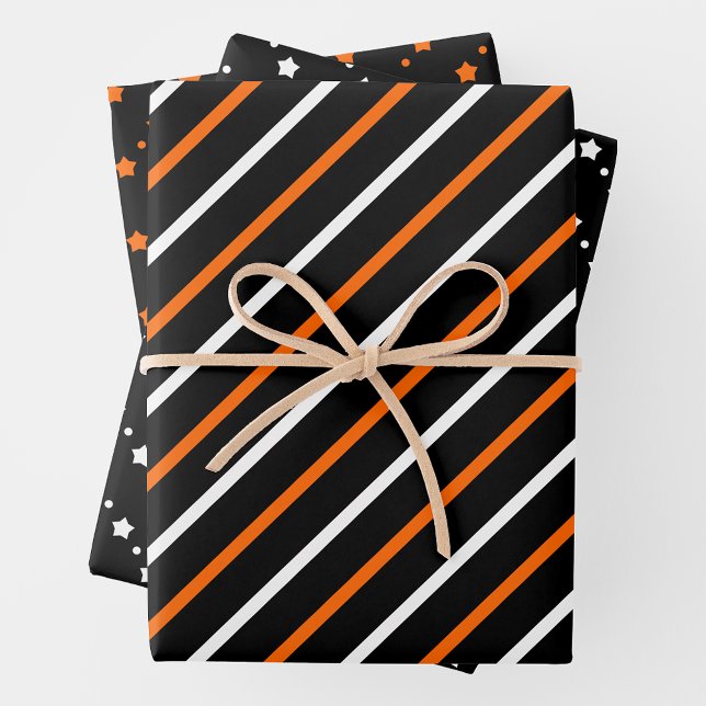 Orange, Black & White Wrapping Paper Sheets Geschenkpapier Set (Orange, Black & White Multi-Pattern Wrapping Paper Sheets)