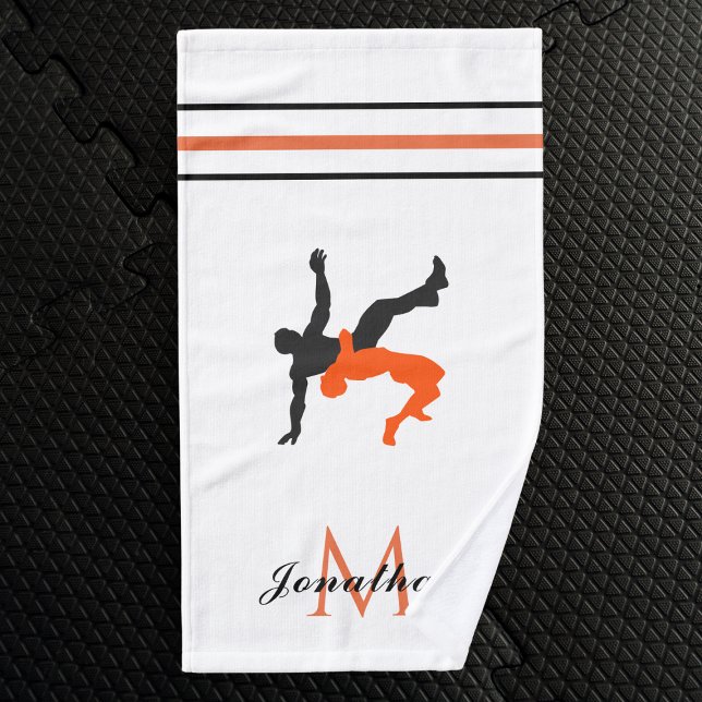 Orange Black Wrestling Fight Individuelle Name Mon Handtuch (Von Creator hochgeladen)