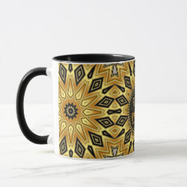 Orange Black Yellow Art Deco Mandala Tasse