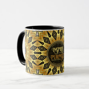 Orange Black Yellow Art Deco Mandala Tasse