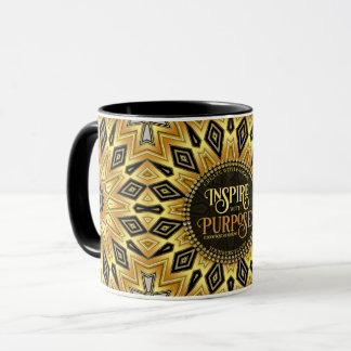 Orange Black Yellow Art Deco Mandala Tasse