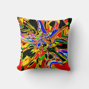 Orange Black Yellow Psychedelic Blume Art Design Kissen