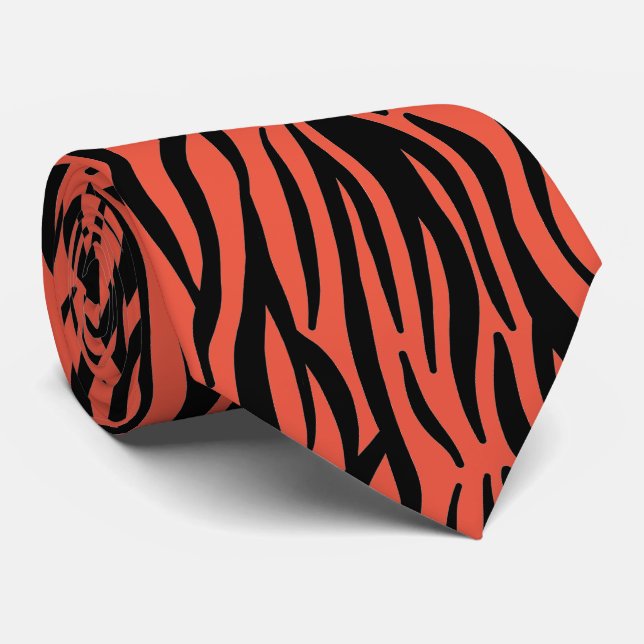 Orange Black Zebra Stripes Krawatte (Gerollt)