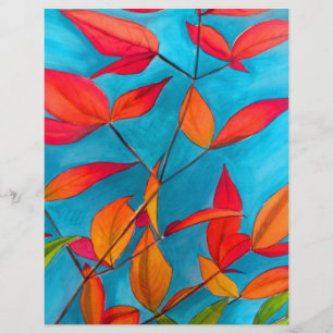 Orange Blätter Herbst Original Aquarellkunst