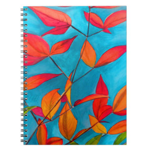 Orange Blätter Herbst Original Aquarellkunst Notizblock