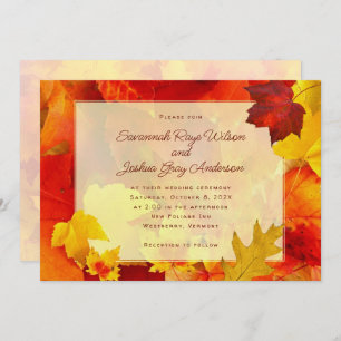 Orange Blätter Herbstfeier Einladung