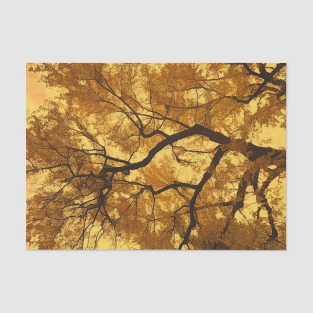Orange Blätter im Herbst Gelber Himmel Seidenpapier (Vorderseite)