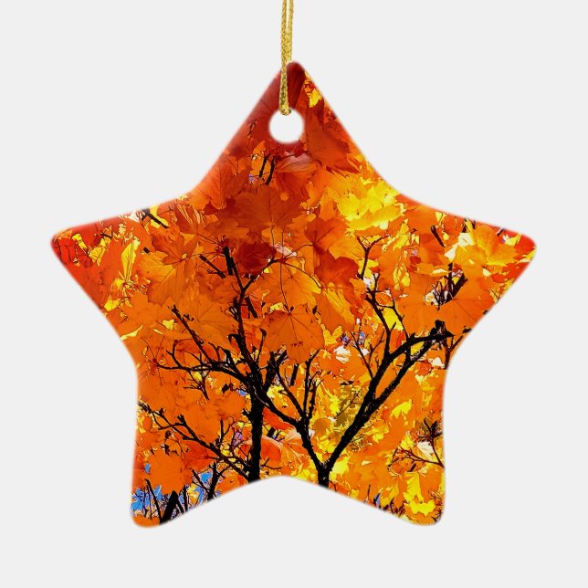 Orange Blätter Keramik Ornament (Vorne)