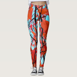 Orange Blätter Leggings