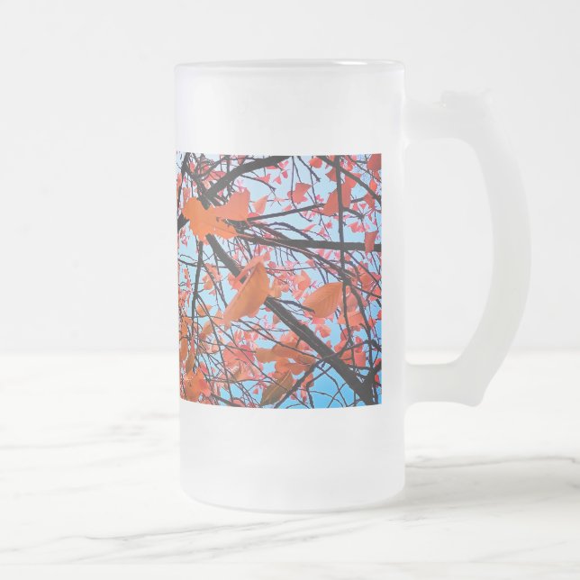 Orange Blätter Mattglas Bierglas (Rechts)