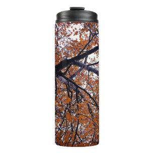 Orange Blätter Thermosbecher