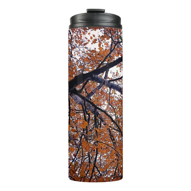 Orange Blätter Thermosbecher (Vorderseite)