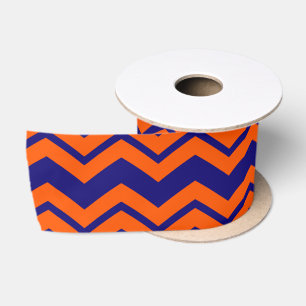 Orange Blau Chevron Zickzack-Design Satinband