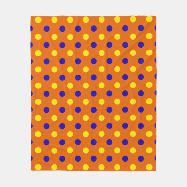 Orange Blau Gelb Punkte Design  Fleecedecke (Vorderseite)