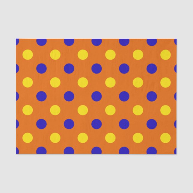 Orange Blau Gelb Punkte Design  Seidenpapier (Vorderseite)