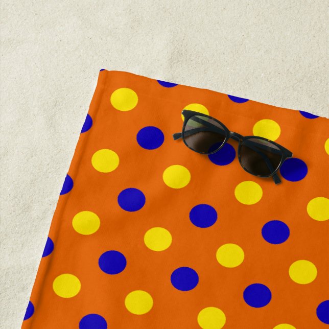Orange Blau Gelb Punkte Design  Strandtuch (Beispiel)