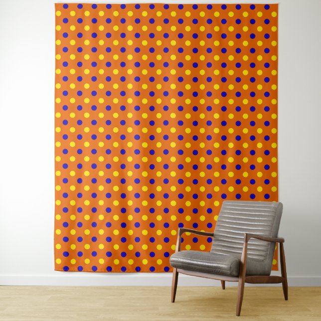 Orange Blau Gelb Punkte Design  Wandteppich (Beispiel)