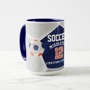 Orange, Blau und Weiß ⚽ Fußball Sport Tasse