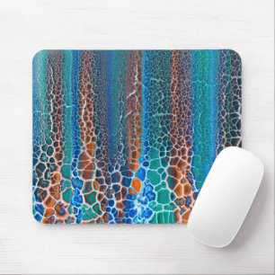 Orange blaue Aquamarin verklebte Glasabstraktion Mousepad