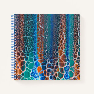 Orange blaue Aquamarin verklebte Glasabstraktion Notizbuch
