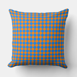Orange Blaue Karo Diamant Muster Kissen
