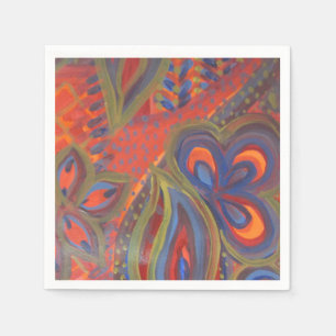 orange blaue Musterserviette Serviette