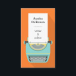 Orange blaue Retro-Schreibmaschine, beruflicher Sc Visitenkarte<br><div class="desc">Orange blaue Retro-Schreibmaschine,  beruflicher Schriftsteller</div>