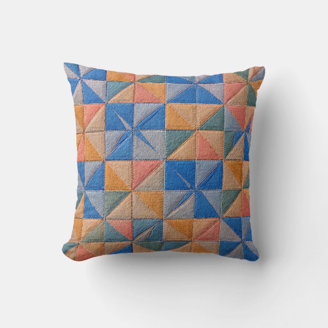 orange-blaue Steppdecke Kissen (Vorderseite)