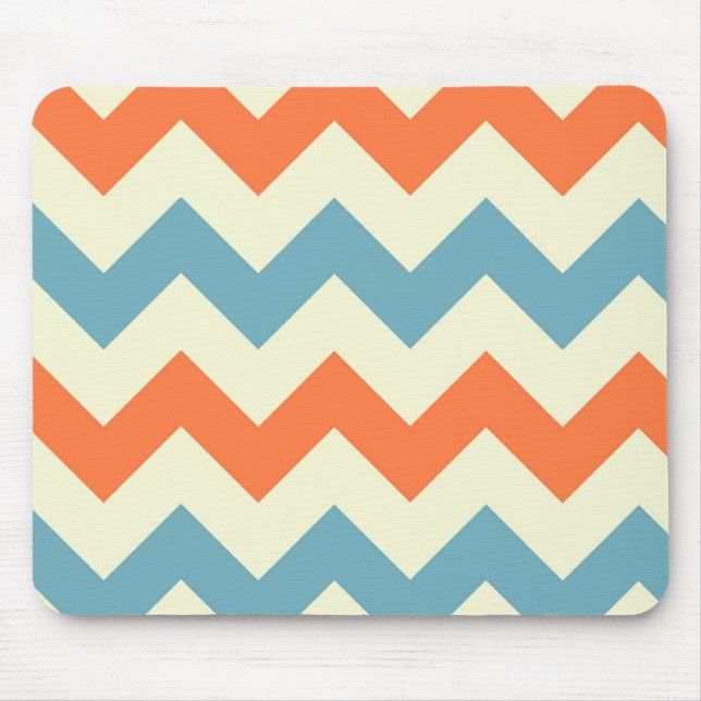 Orange blauer Zickzack Zickzack stripes Mousepad (Vorne)