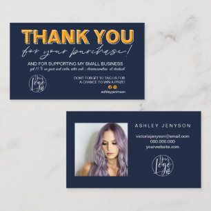 Orange blaues Drehbuch Foto Logo Bestellung Vielen Visitenkarte