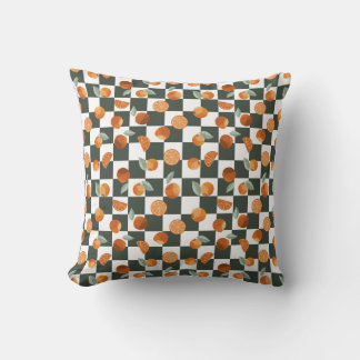 Orange Bliss Dark Aquamarine Schachbretter Kissen