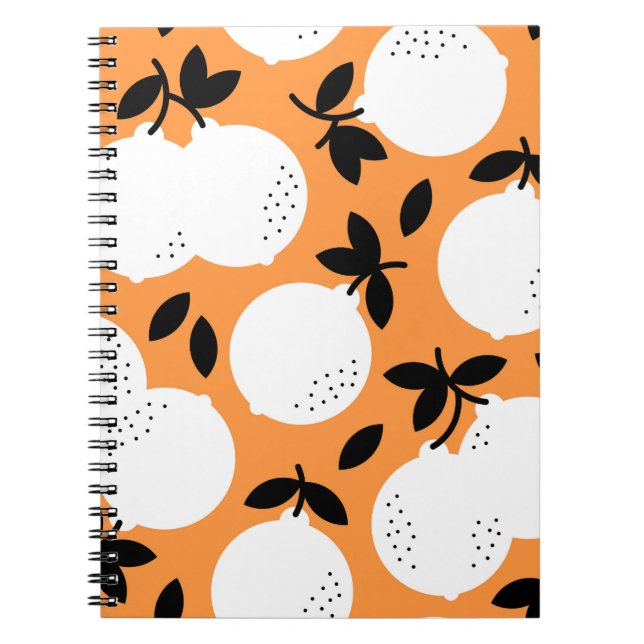 Orange Bliss: Exquisite Fruchtmuster Notizblock (Vorderseite)