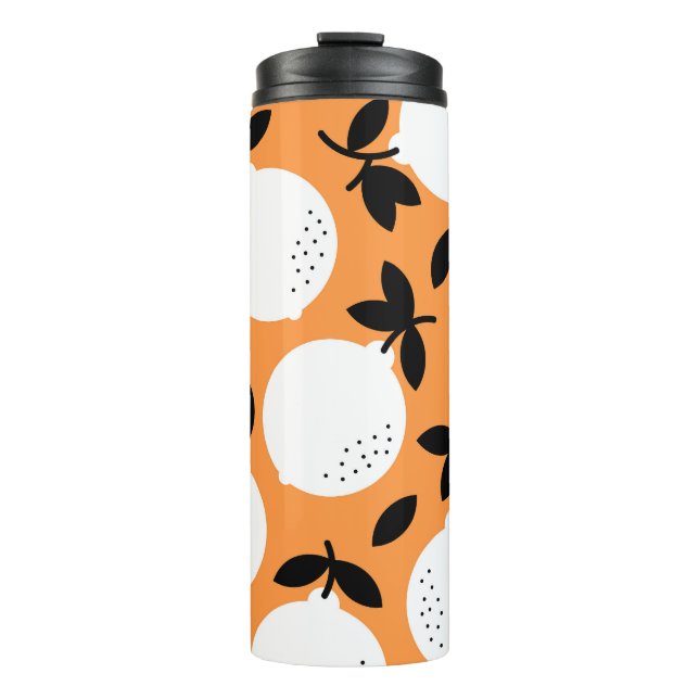 Orange Bliss: Exquisite Fruchtmuster Thermosbecher (Vorderseite)