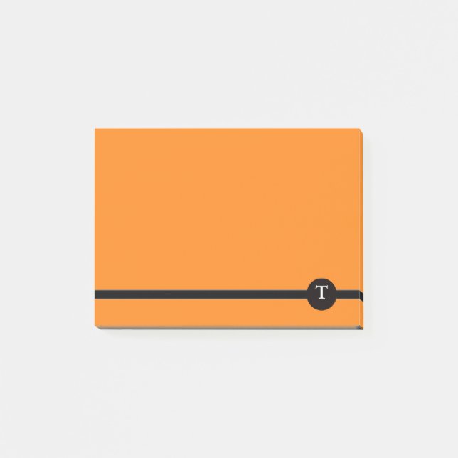 Orange & Blk Strip Monogram Post-it® Notes Post-it Klebezettel (Vorderseite)