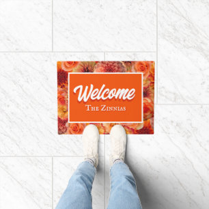 Orange Bloral Personalisiert Entry Way Welcome Fußmatte