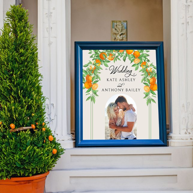 Orange Blossom Arch Wedding Foto Willkommen Poster (Wedding Welcome Poster from the Orange Blossom Wedding Collection by Darling & May)