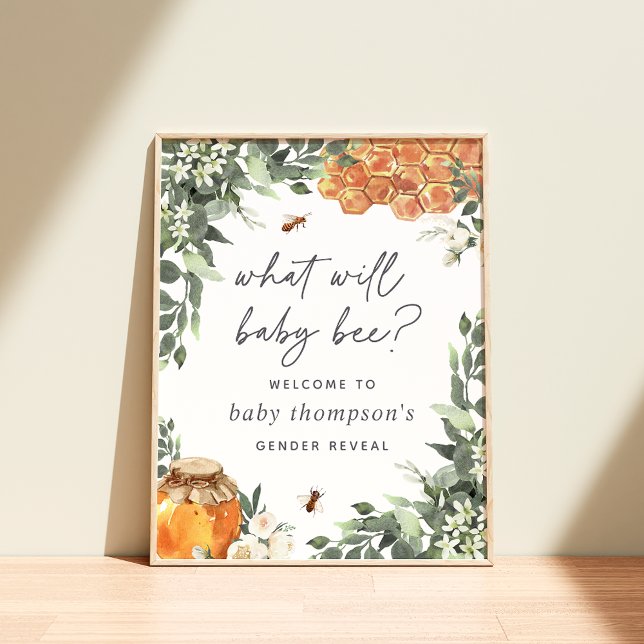Orange Blossom Bee Gender Reveal Willkommenszeiche Poster (Von Creator hochgeladen)