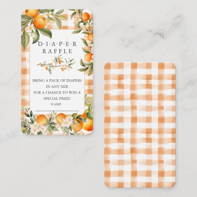 Orange Blossom Bliss Diaper Raffle Ticket Begleitkarte (Vorne/Hinten)