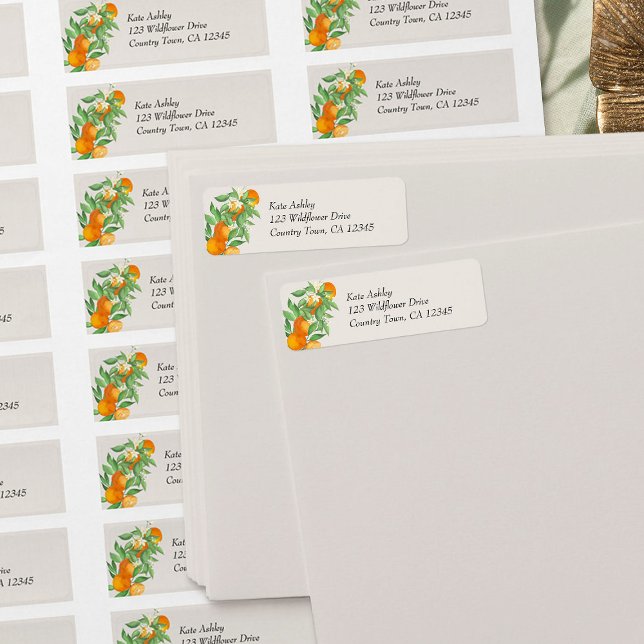 Orange Blossom Citrus Wedding Address (Return Address Labels from the Orange Blossom Wedding Collection by Darling & May)