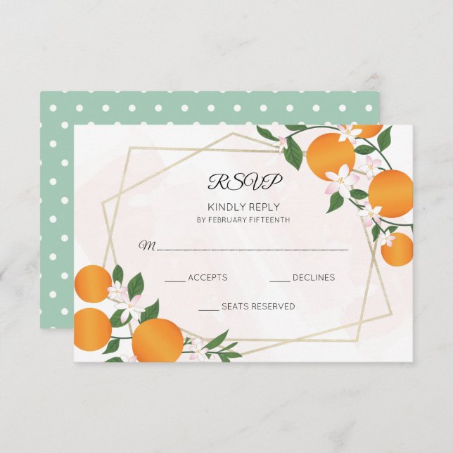 Orange Blossom Citrus Wedding RSVP Karte (Vorne/Hinten)