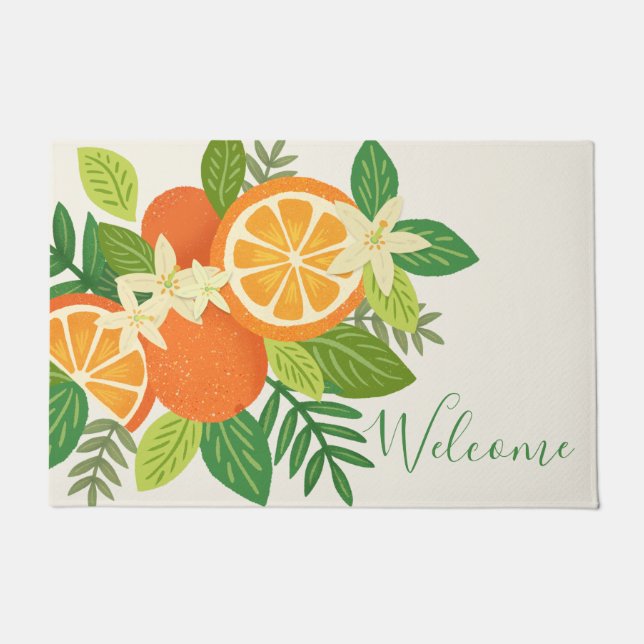 Orange Blossom Custom Door Mat Fußmatte (Vorderseite)
