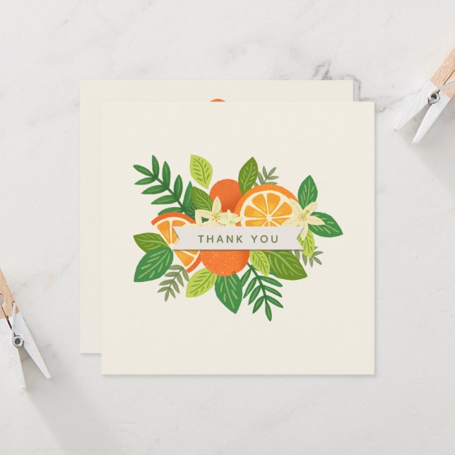 Orange Blossom Faltkarte Danke Karte (Vorderseite/Rückseite Beispiel)