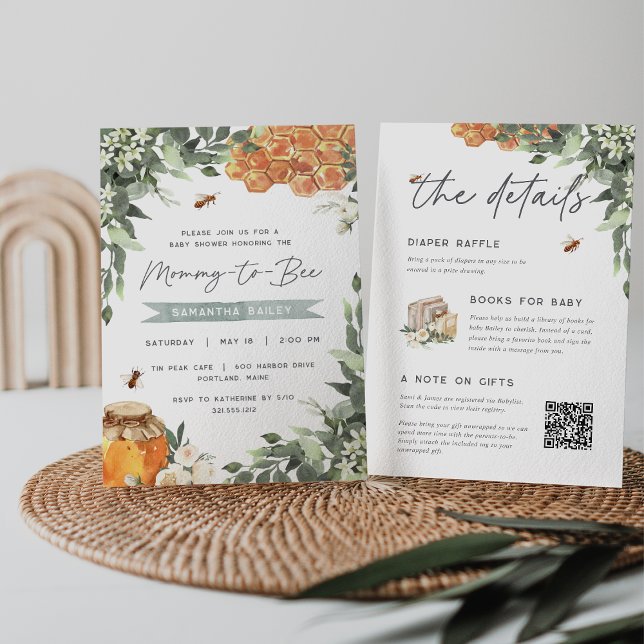 Orange Blossom Honey Bee All in One Baby Dusche Einladung (Von Creator hochgeladen)