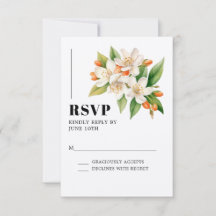 Orange Blossom & Jasmine Blooms Wedding RSVP Card