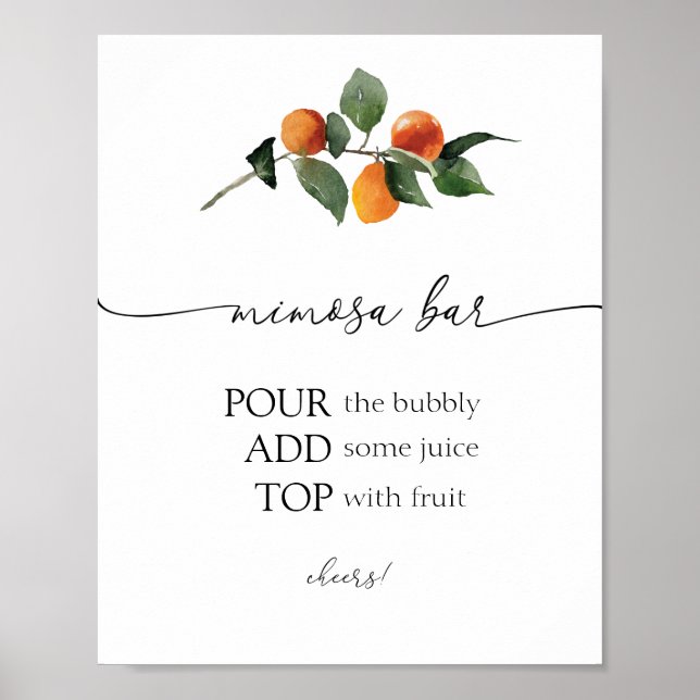 Orange Blossom Mimosa Bar Sign Poster (Vorne)